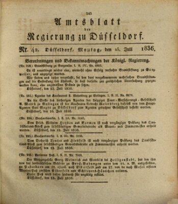 Amtsblatt für den Regierungsbezirk Düsseldorf Montag 25. Juli 1836