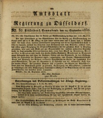 Amtsblatt für den Regierungsbezirk Düsseldorf Samstag 24. September 1836