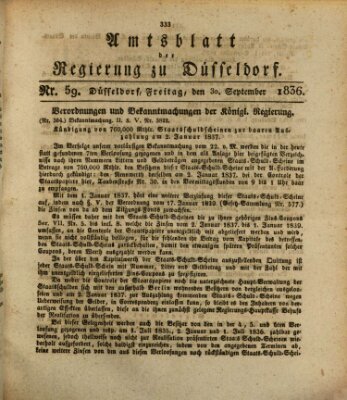 Amtsblatt für den Regierungsbezirk Düsseldorf Freitag 30. September 1836