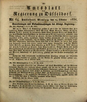 Amtsblatt für den Regierungsbezirk Düsseldorf Montag 24. Oktober 1836