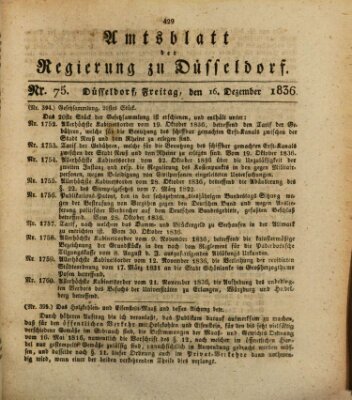 Amtsblatt für den Regierungsbezirk Düsseldorf Freitag 16. Dezember 1836