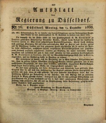 Amtsblatt für den Regierungsbezirk Düsseldorf Montag 19. Dezember 1836