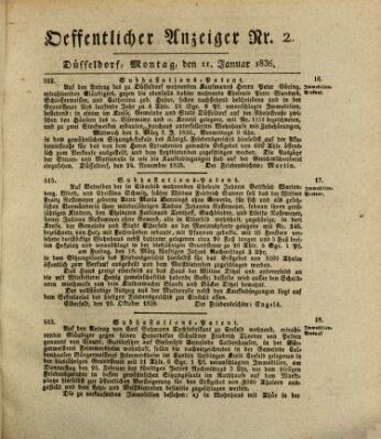 Amtsblatt für den Regierungsbezirk Düsseldorf Montag 11. Januar 1836