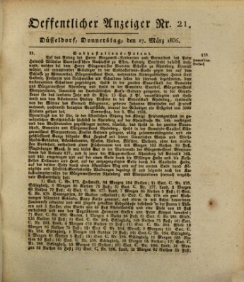 Amtsblatt für den Regierungsbezirk Düsseldorf Donnerstag 17. März 1836