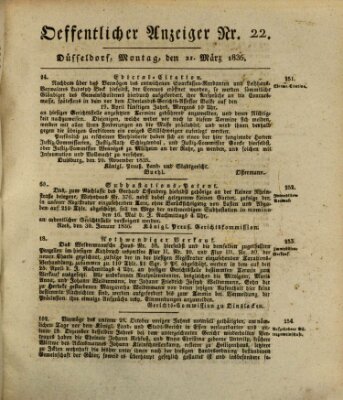Amtsblatt für den Regierungsbezirk Düsseldorf Montag 21. März 1836