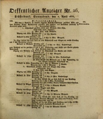 Amtsblatt für den Regierungsbezirk Düsseldorf Samstag 2. April 1836