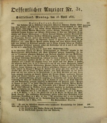 Amtsblatt für den Regierungsbezirk Düsseldorf Montag 18. April 1836