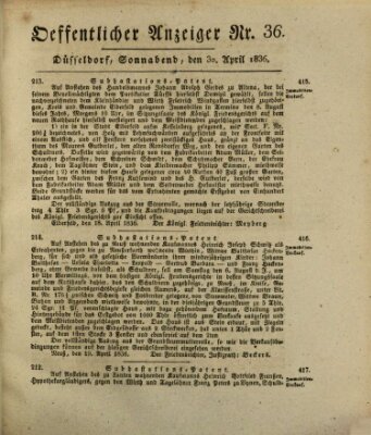 Amtsblatt für den Regierungsbezirk Düsseldorf Samstag 30. April 1836