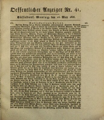 Amtsblatt für den Regierungsbezirk Düsseldorf Montag 16. Mai 1836