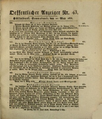 Amtsblatt für den Regierungsbezirk Düsseldorf Samstag 21. Mai 1836