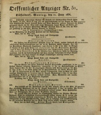 Amtsblatt für den Regierungsbezirk Düsseldorf Montag 20. Juni 1836