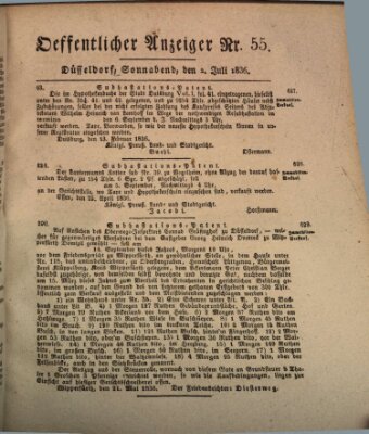 Amtsblatt für den Regierungsbezirk Düsseldorf Samstag 2. Juli 1836