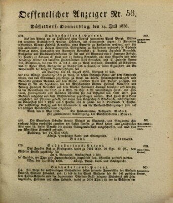 Amtsblatt für den Regierungsbezirk Düsseldorf Donnerstag 14. Juli 1836