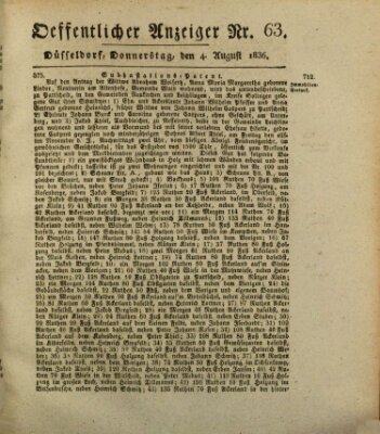 Amtsblatt für den Regierungsbezirk Düsseldorf Donnerstag 4. August 1836