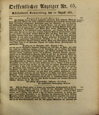 Amtsblatt für den Regierungsbezirk Düsseldorf Donnerstag 11. August 1836