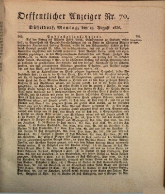 Amtsblatt für den Regierungsbezirk Düsseldorf Montag 29. August 1836