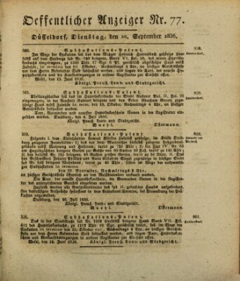 Amtsblatt für den Regierungsbezirk Düsseldorf Dienstag 20. September 1836