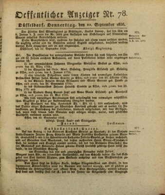 Amtsblatt für den Regierungsbezirk Düsseldorf Donnerstag 22. September 1836