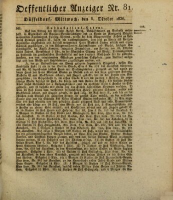 Amtsblatt für den Regierungsbezirk Düsseldorf Mittwoch 5. Oktober 1836