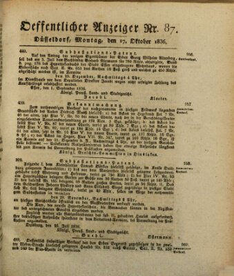 Amtsblatt für den Regierungsbezirk Düsseldorf Montag 17. Oktober 1836