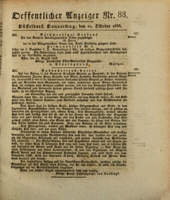 Amtsblatt für den Regierungsbezirk Düsseldorf Donnerstag 20. Oktober 1836