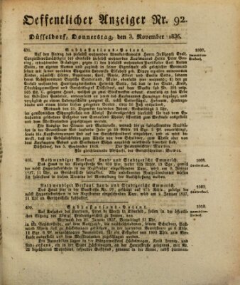 Amtsblatt für den Regierungsbezirk Düsseldorf Donnerstag 3. November 1836
