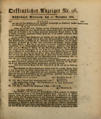 Amtsblatt für den Regierungsbezirk Düsseldorf Mittwoch 16. November 1836