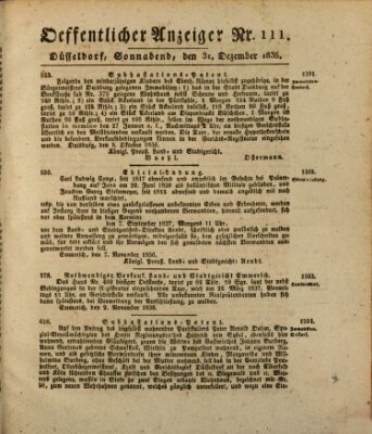 Amtsblatt für den Regierungsbezirk Düsseldorf Samstag 31. Dezember 1836