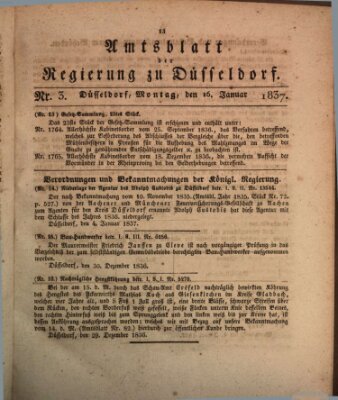 Amtsblatt für den Regierungsbezirk Düsseldorf Montag 16. Januar 1837