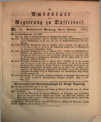 Amtsblatt für den Regierungsbezirk Düsseldorf Montag 20. Februar 1837