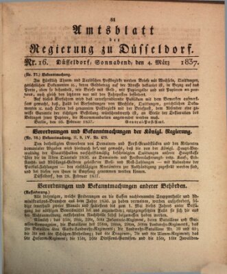 Amtsblatt für den Regierungsbezirk Düsseldorf Samstag 4. März 1837