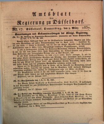 Amtsblatt für den Regierungsbezirk Düsseldorf Donnerstag 9. März 1837