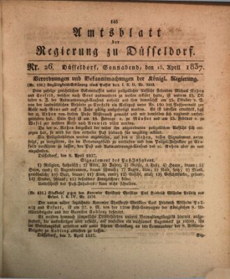 Amtsblatt für den Regierungsbezirk Düsseldorf Samstag 15. April 1837