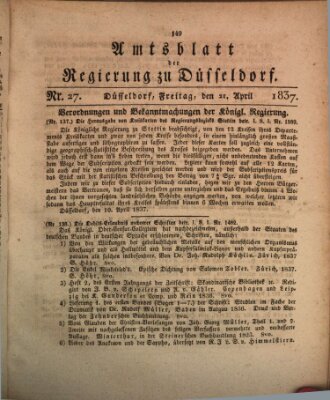 Amtsblatt für den Regierungsbezirk Düsseldorf Freitag 21. April 1837