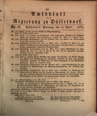 Amtsblatt für den Regierungsbezirk Düsseldorf Montag 24. April 1837