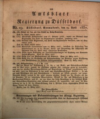 Amtsblatt für den Regierungsbezirk Düsseldorf Samstag 29. April 1837