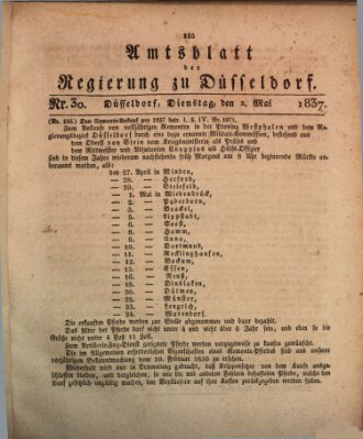 Amtsblatt für den Regierungsbezirk Düsseldorf Dienstag 2. Mai 1837