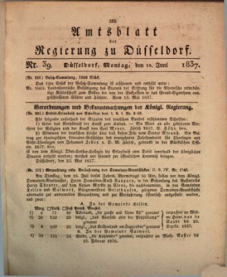 Amtsblatt für den Regierungsbezirk Düsseldorf Montag 12. Juni 1837