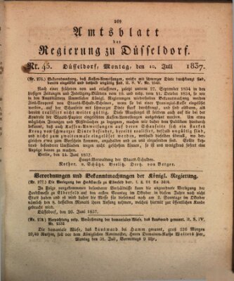 Amtsblatt für den Regierungsbezirk Düsseldorf Montag 10. Juli 1837