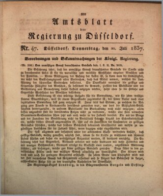 Amtsblatt für den Regierungsbezirk Düsseldorf Donnerstag 20. Juli 1837