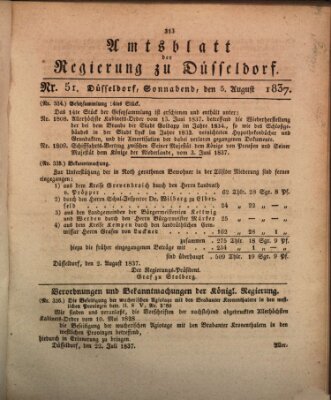 Amtsblatt für den Regierungsbezirk Düsseldorf Samstag 5. August 1837