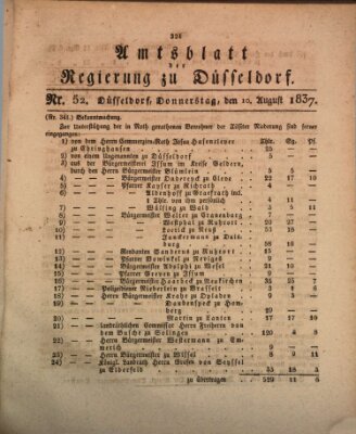 Amtsblatt für den Regierungsbezirk Düsseldorf Donnerstag 10. August 1837