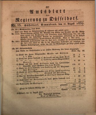 Amtsblatt für den Regierungsbezirk Düsseldorf Samstag 26. August 1837