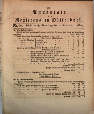 Amtsblatt für den Regierungsbezirk Düsseldorf Montag 11. September 1837