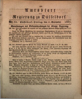 Amtsblatt für den Regierungsbezirk Düsseldorf Freitag 15. September 1837