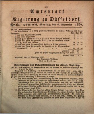 Amtsblatt für den Regierungsbezirk Düsseldorf Montag 18. September 1837