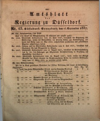 Amtsblatt für den Regierungsbezirk Düsseldorf Samstag 23. September 1837