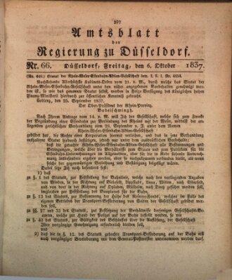 Amtsblatt für den Regierungsbezirk Düsseldorf Freitag 6. Oktober 1837