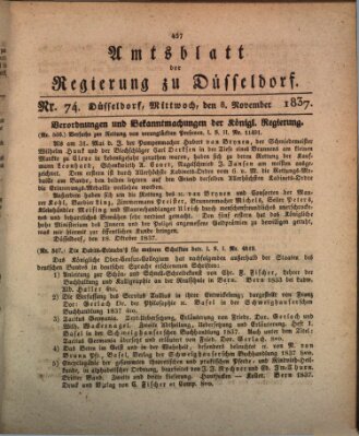 Amtsblatt für den Regierungsbezirk Düsseldorf Mittwoch 8. November 1837