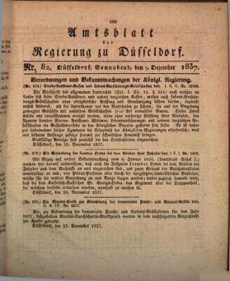 Amtsblatt für den Regierungsbezirk Düsseldorf Samstag 9. Dezember 1837